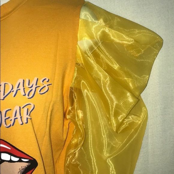 Yellow Ruffle Sleeve Top - Picture 5 of 7